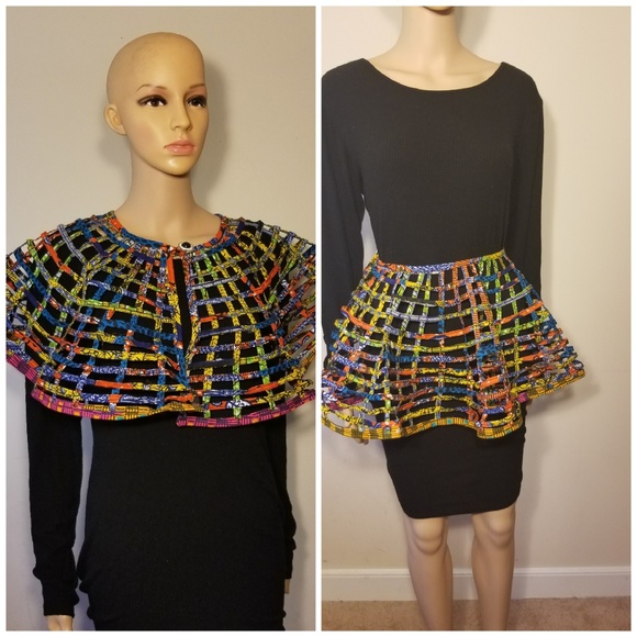 🔥Ankara Net Cape Necklace🔥 NWOT. Handmade - Picture 2 of 4